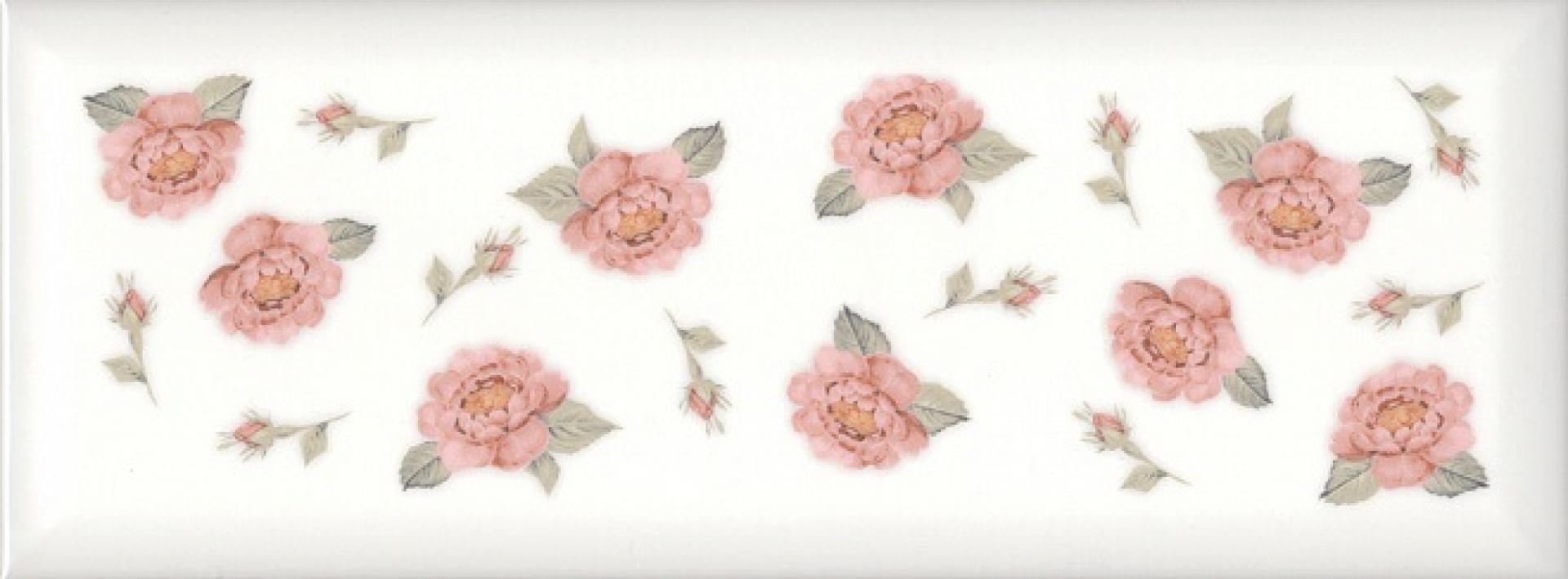 Плитка облицовочная Веджвуд белая грань цветы