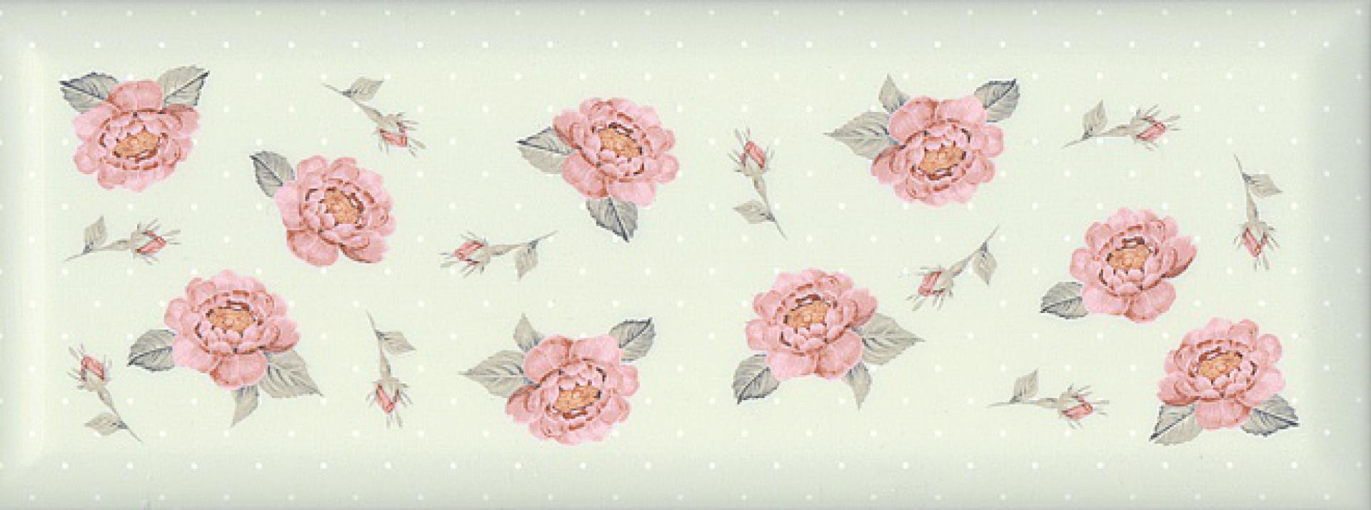 Плитка облицовочная Веджвуд зеленая грань цветы